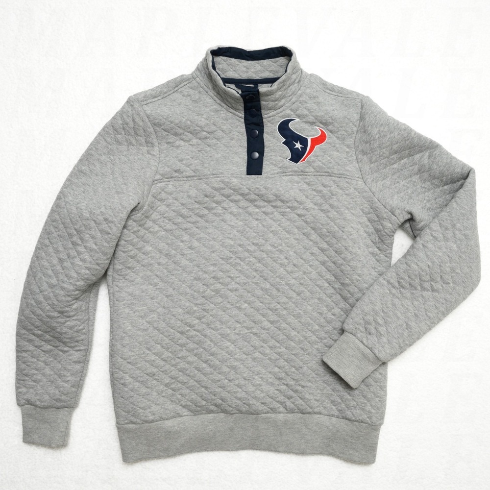 NFL Houston Texans Sweatshirt Women's Sz M Grey NFL Team Quilted Quarter Snap